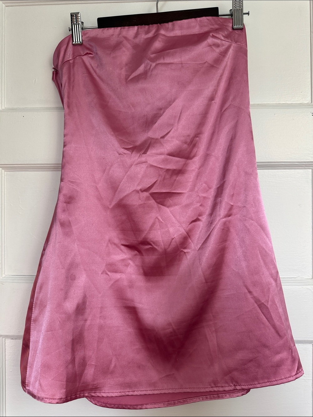 Princess Polly Shaya Strapless Pink Satin A-Line Mini Dress With Bow Back Sz 4 - Picture 3 of 13